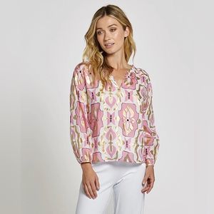 Jude Connally Lilith Top Pink Gold Top Blouse Siz… - image 1